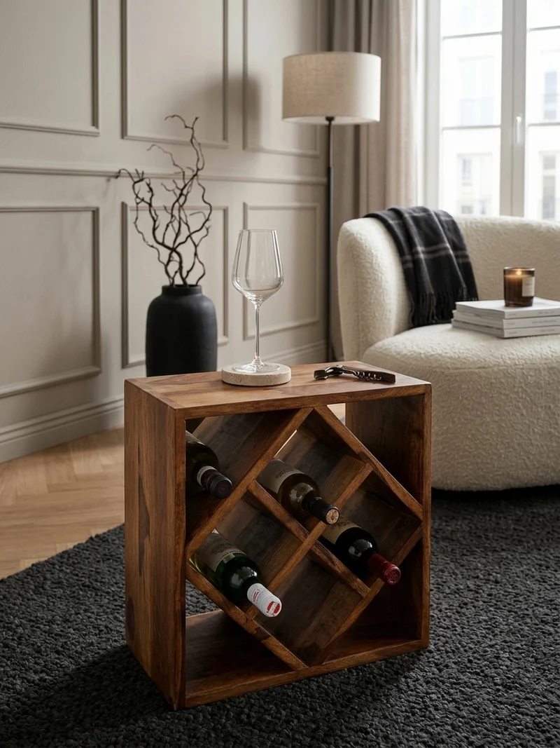 Weinregal Massivholz für 8 Flaschen platzsparend