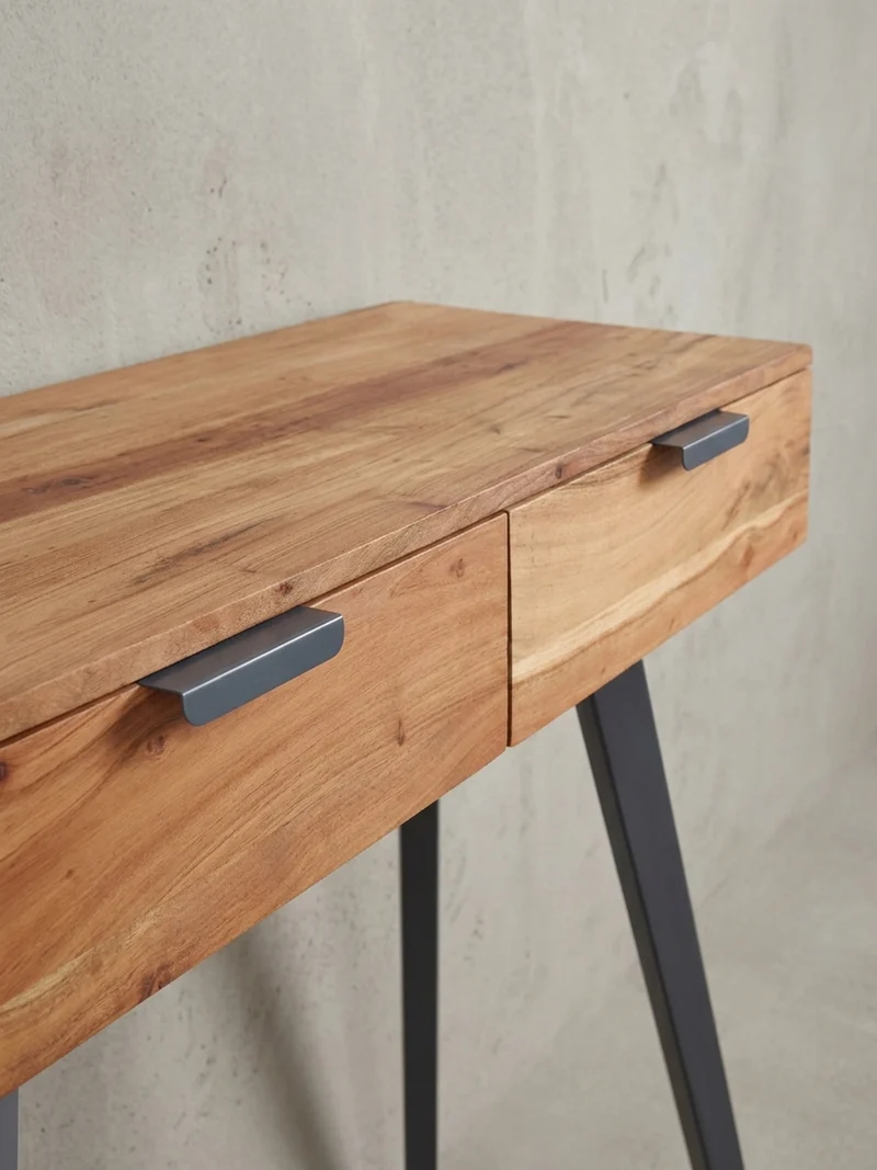 Konsolentisch – Massivholz/Metall, 2 Schubladen, individuelles Design