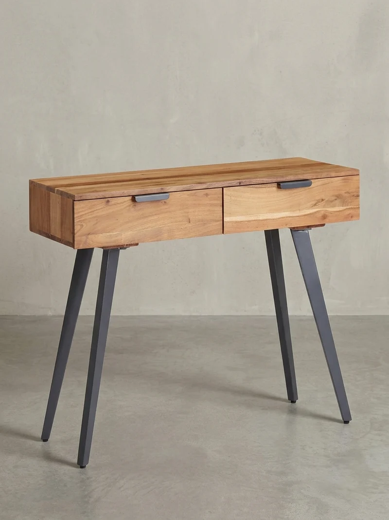 Konsolentisch – Massivholz/Metall, 2 Schubladen, individuelles Design
