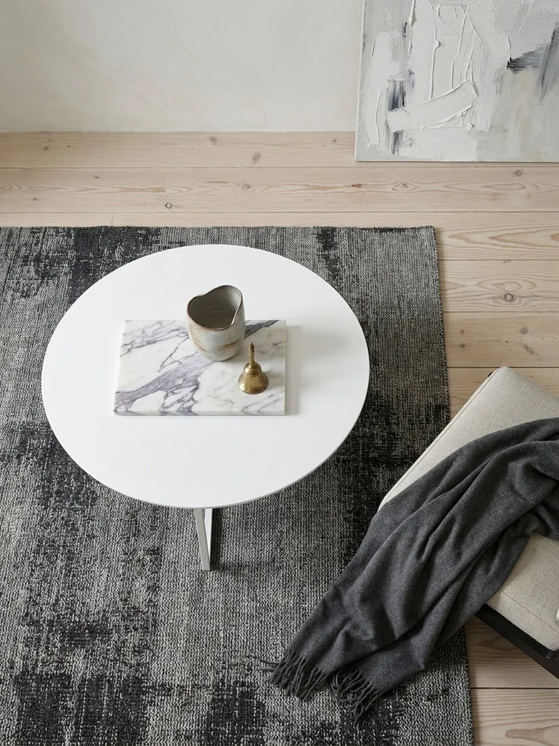 Couchtisch rund, Weißes MDF-Holz mit Metallbeinen, Durchmesser 80 cm, Höhe 33 cm