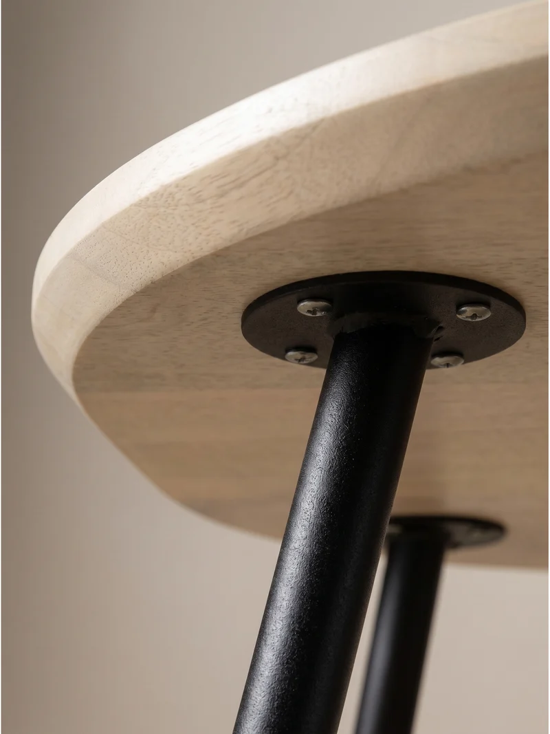 Couchtisch Retro-Stil mit Nierenform, Massivholz, Metallbeine, pflegeleichte Tischplatte