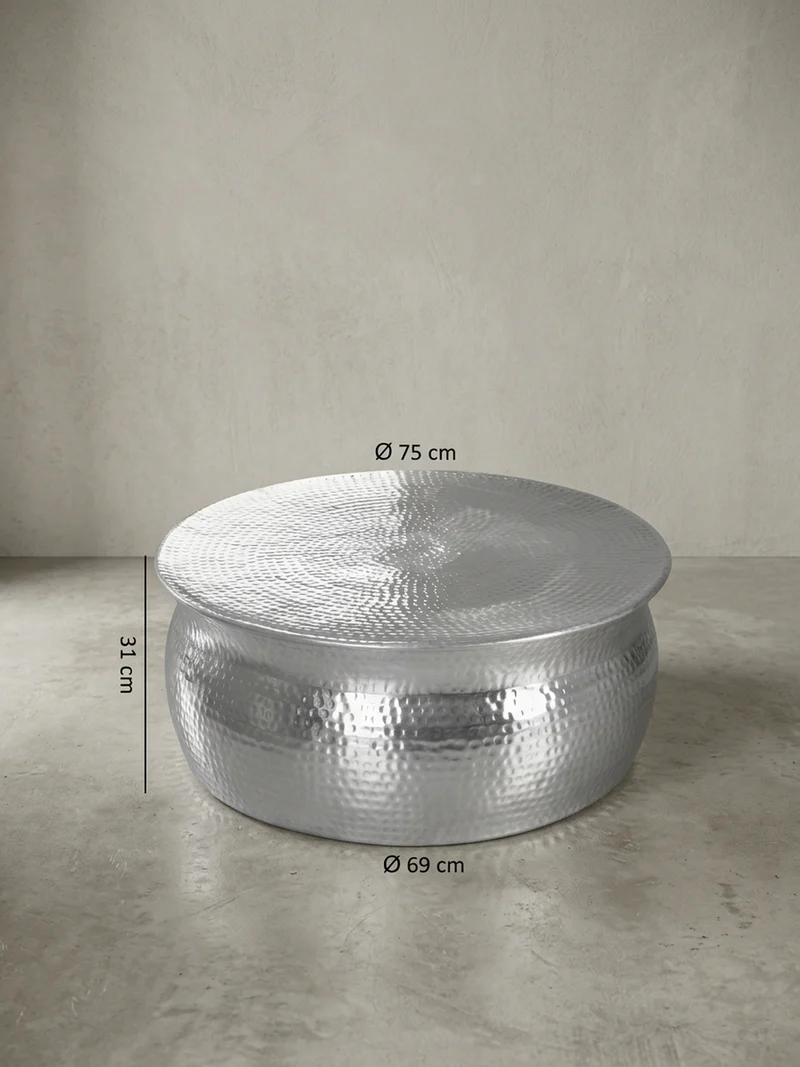 Couchtisch Orient Handgefertigt Hammerschlag-Aluminium Großzügige Ablagefläche