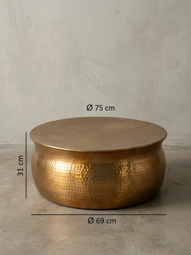 Couchtisch Orient Handgefertigt Hammerschlag-Aluminium Großzügige Ablagefläche