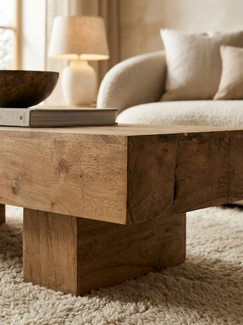 Couchtisch aus Massivholz, handgefertigt, pflegeleicht, aus Akazienholz und Edelholz