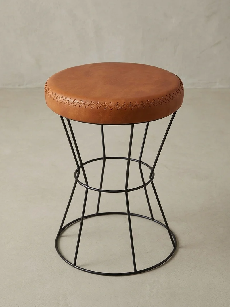 Sitzhocker – Echtleder, Industrial-Stil
