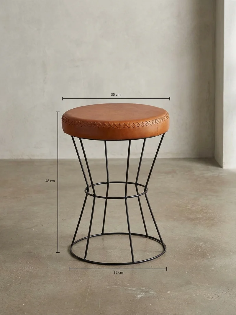 Sitzhocker – Echtleder, Industrial-Stil