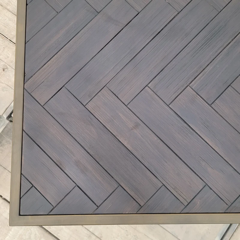 Saffron Esstisch Massivholz 180cm Fischgrät Muster Schwarz Braun Tisch