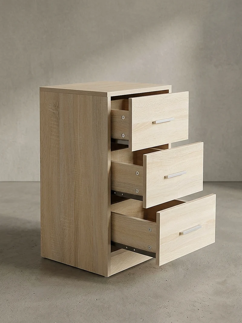 Nachttisch Holz 3 Schubladen Melaminbeschichtet Modern