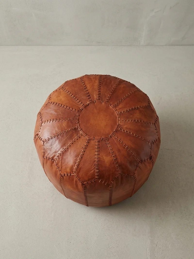 Sitzhocker – Echtleder Braun, orientalisches Design