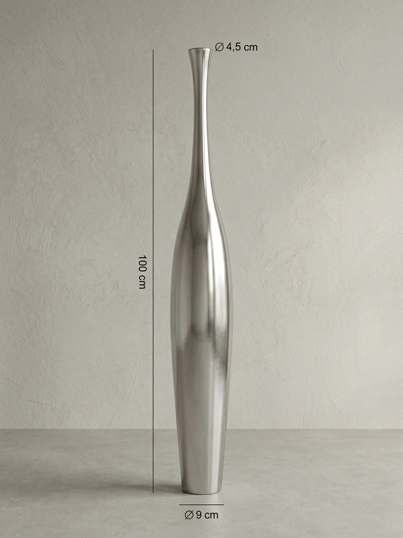 Vase Aluminium Modern Stil Modell BOTTLE L Silber mit einer Öffnung