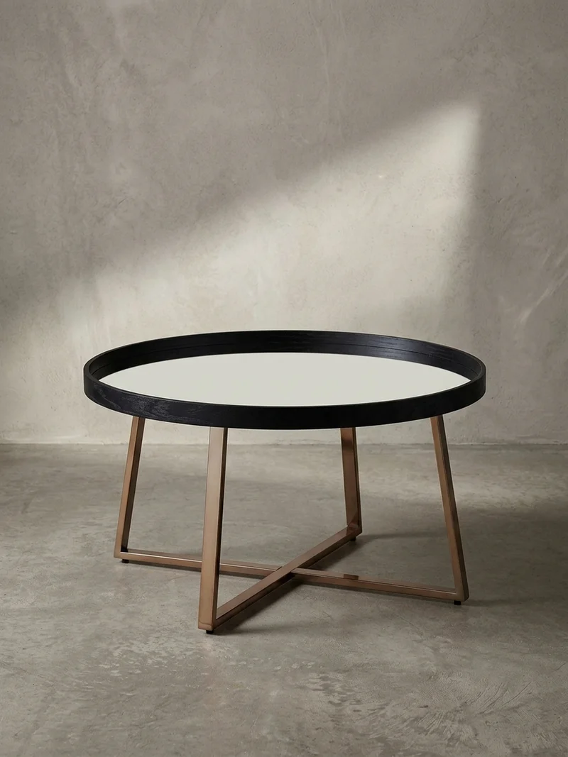Couchtisch Rund in Gold, Material aus Metall und Glas, mit Maßen 78x42,5 cm für Wohnzimmer