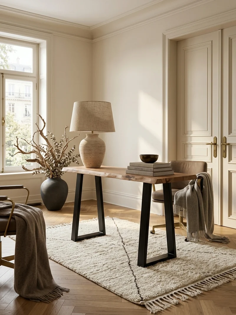 Konsolentisch – Akazienholz, Landhausstil, robuste Metallfüße