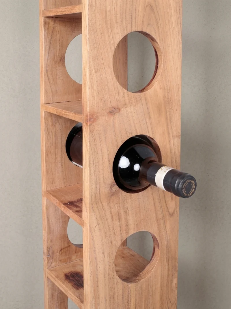 Weinregal Massivholz mit 5 Fächern Wandmontage Edelholz-Optik