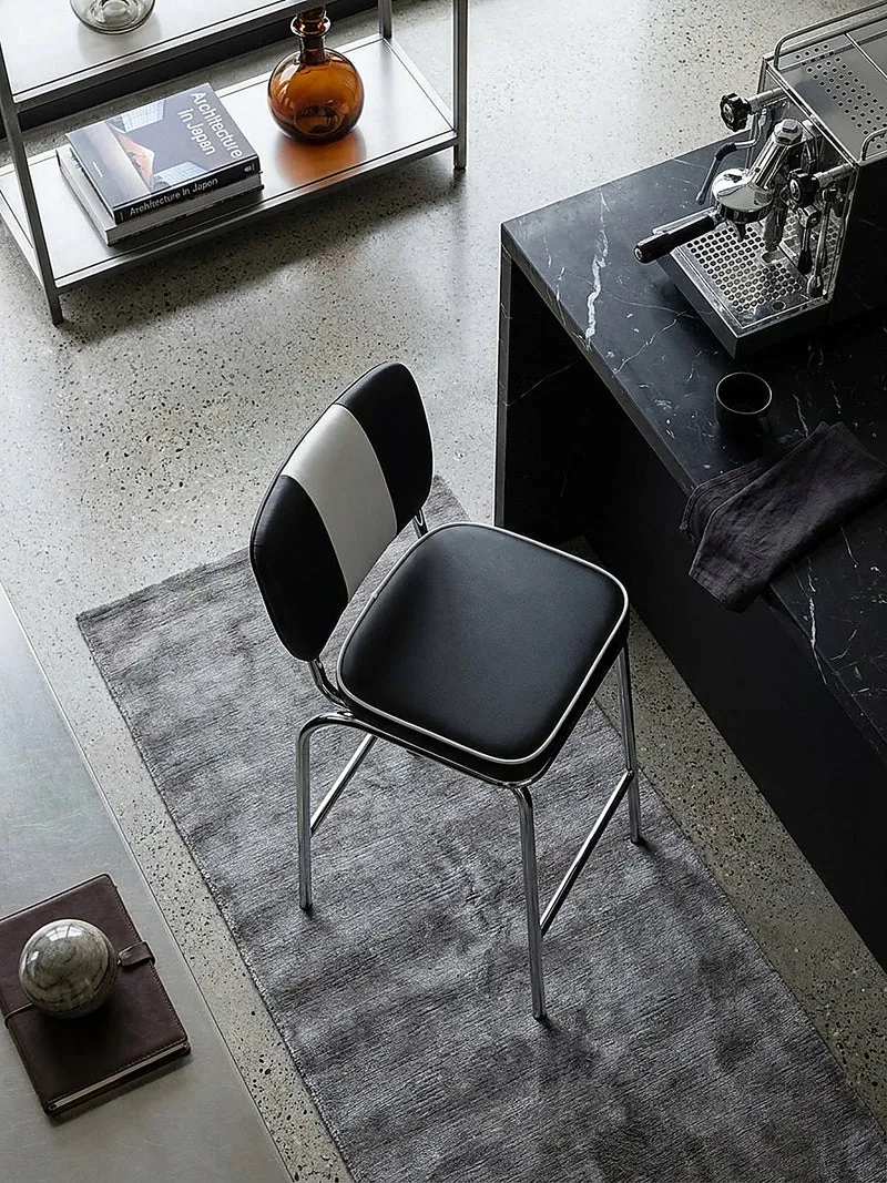 Barhocker Kunstleder Chromfuß Retro