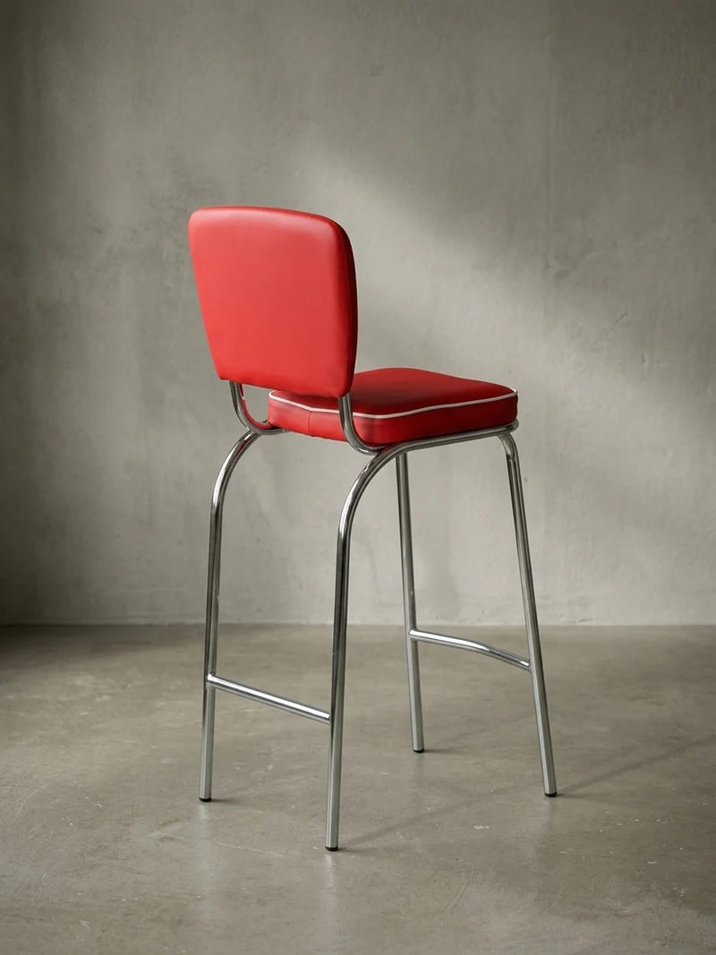 Barhocker Kunstleder Chromfuß Retro