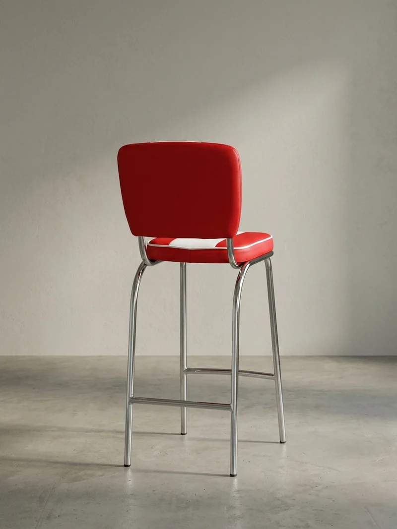 Barhocker Kunstleder Chromfuß Retro