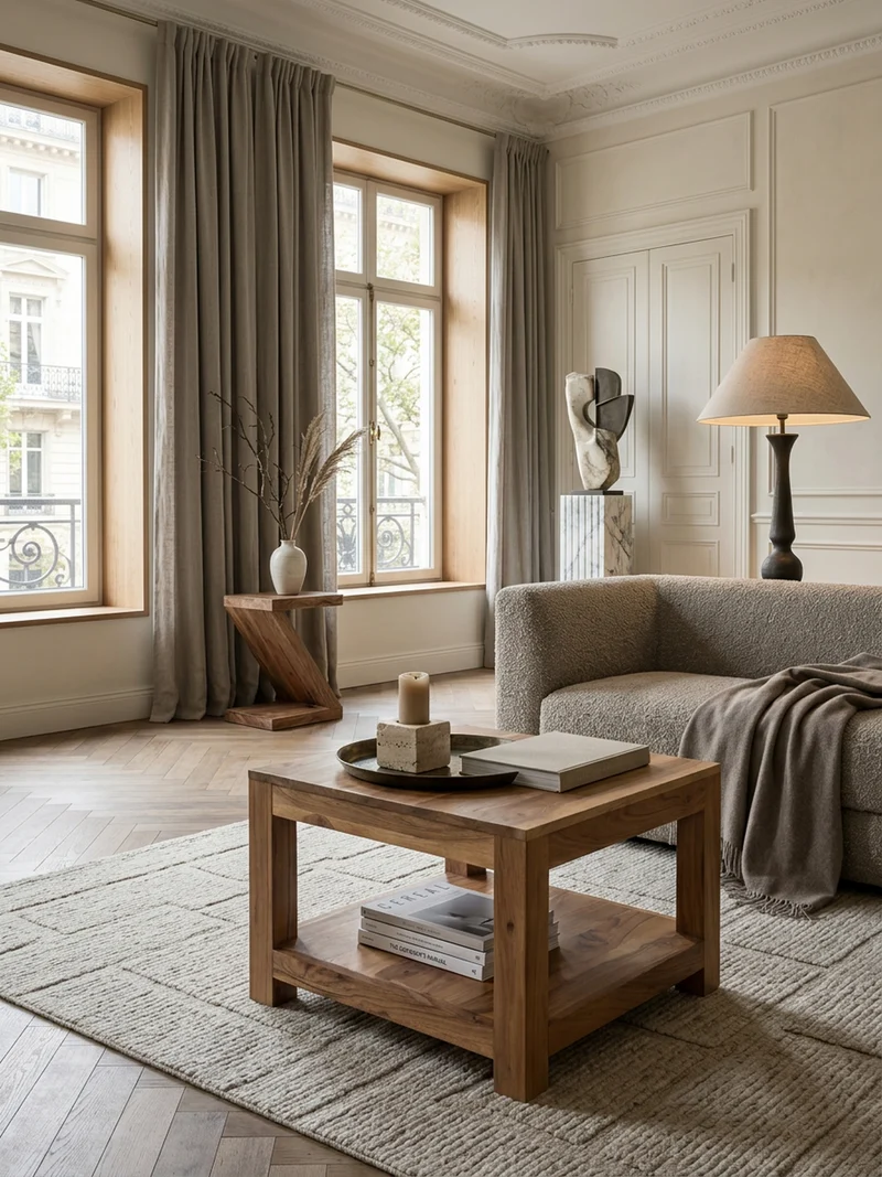 Couchtisch Massivholz im Landhausstil mit Ablagefach und pflegeleichter Oberfläche