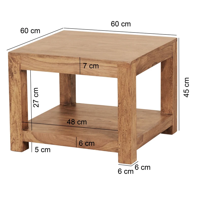Couchtisch Massivholz im Landhausstil mit Ablagefach und pflegeleichter Oberfläche