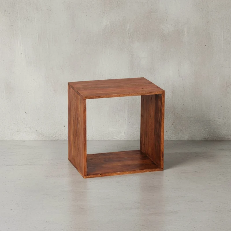 Beistelltisch Massivholz Regalform Cube