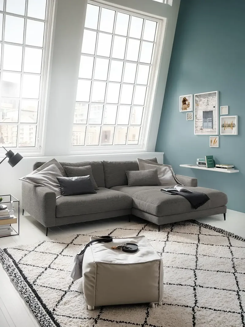 Uptown 2.0 – Ecksofa 1,5-Sitzer mit Armlehne links – Longchair long groß mit Armlehne rechts