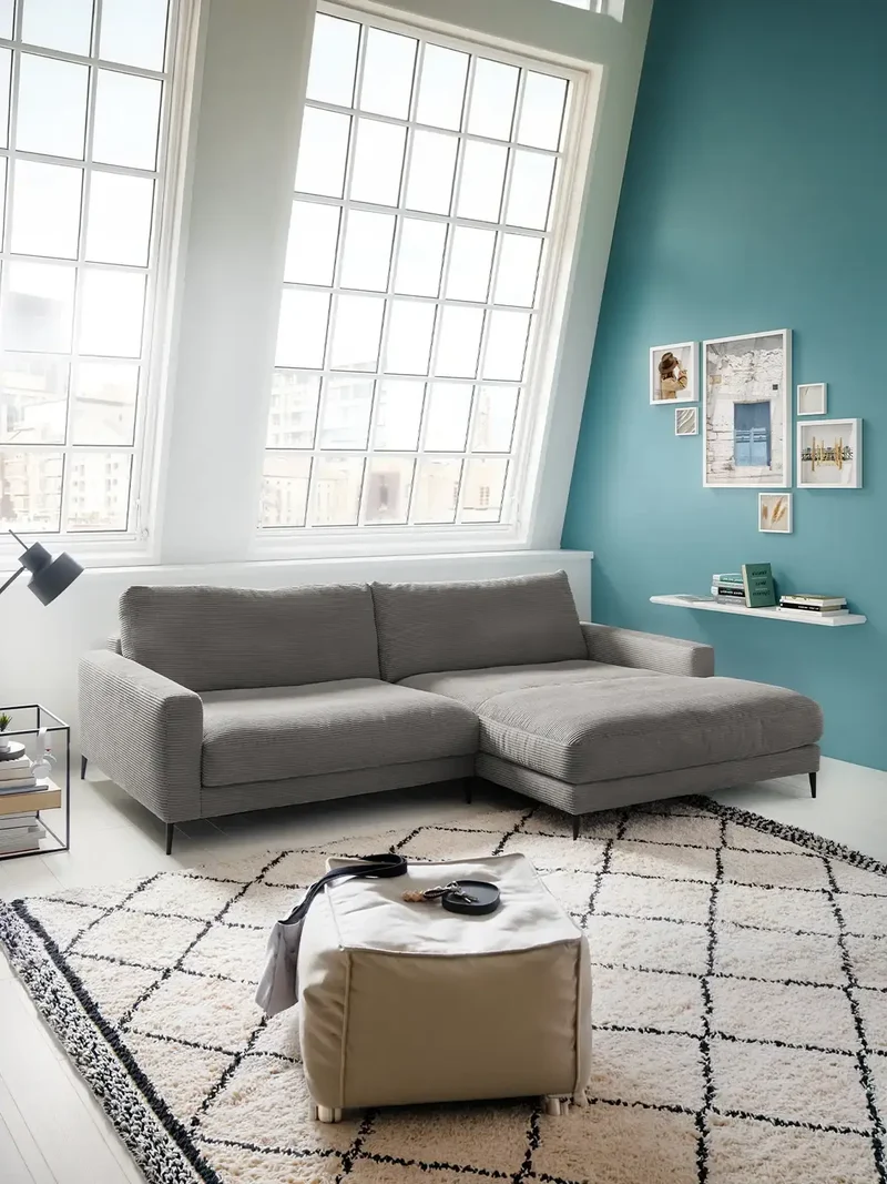 Uptown 2.0 – Ecksofa 1,5-Sitzer mit Armlehne links – Longchair long groß mit Armlehne rechts