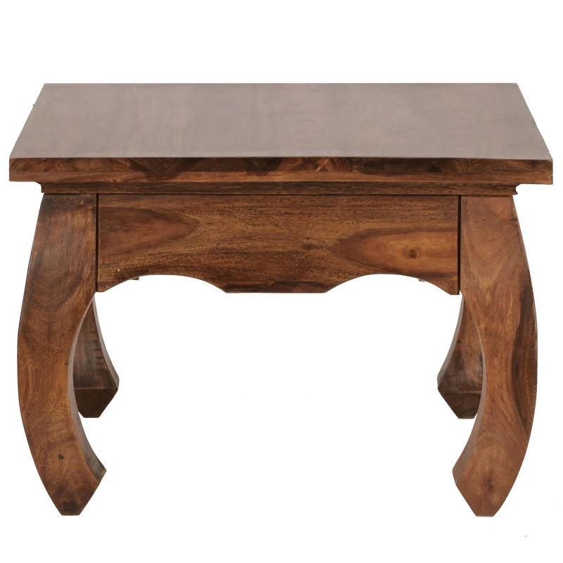 Couchtisch Sheesham Holz 60x60 cm, Landhausstil, handgefertigt, Opium-Form, pflegeleicht und robust