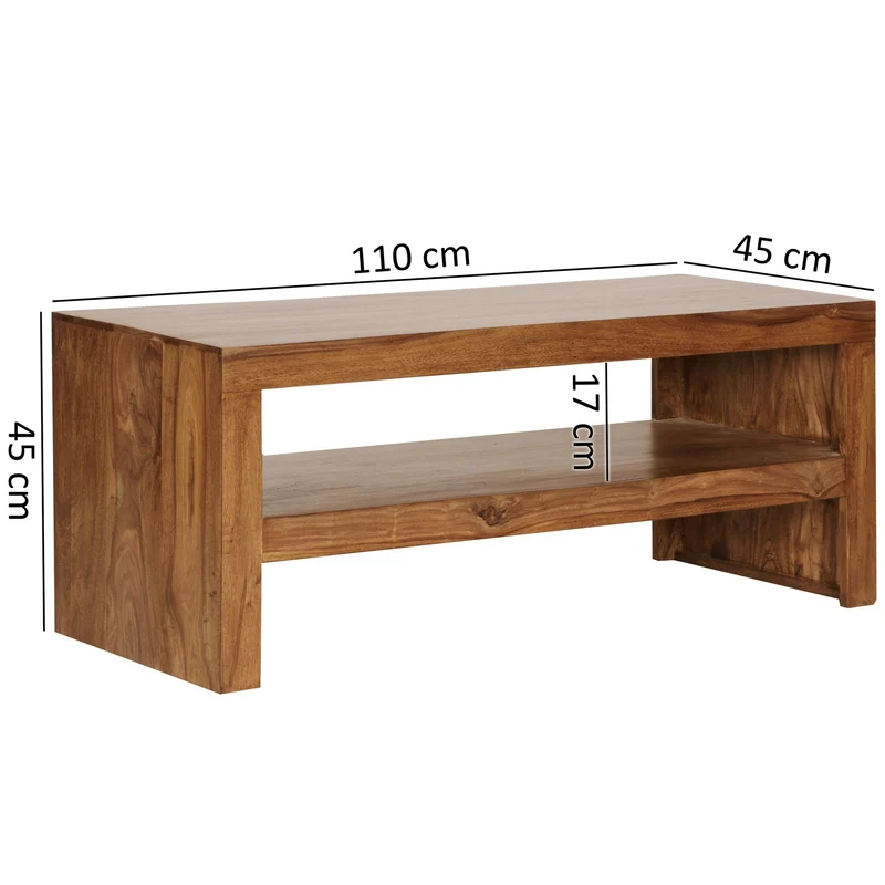 Couchtisch Sheesham Massivholz, Moderner Stil, Orientalisches Flair, 110x45x45 cm, Handgefertigt