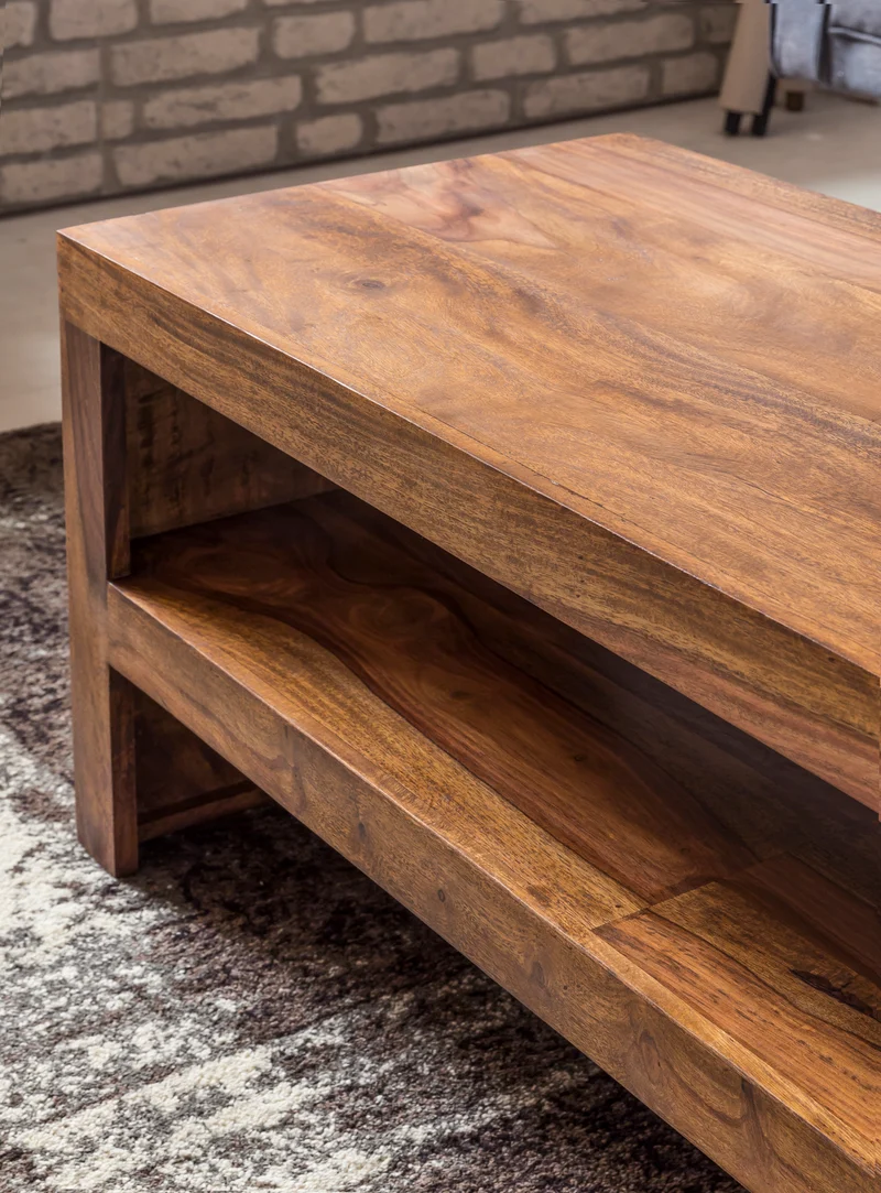 Couchtisch Sheesham Massivholz, Moderner Stil, Orientalisches Flair, 110x45x45 cm, Handgefertigt
