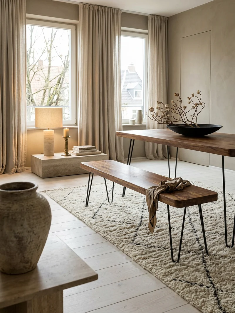 Sitzbank Massivholz Metallbeine Landhausstil