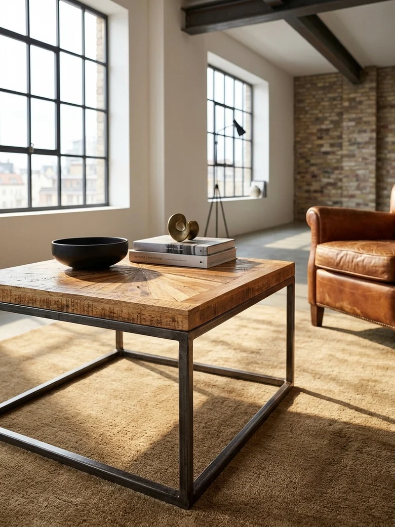 Couchtisch Mangoholz Modernes Design Große Ablagefläche Stabile Beine