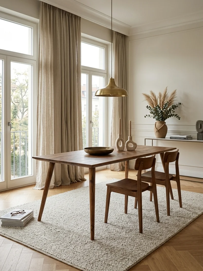Esstisch Massivholz Braun Landhausstil Handgefertigt
