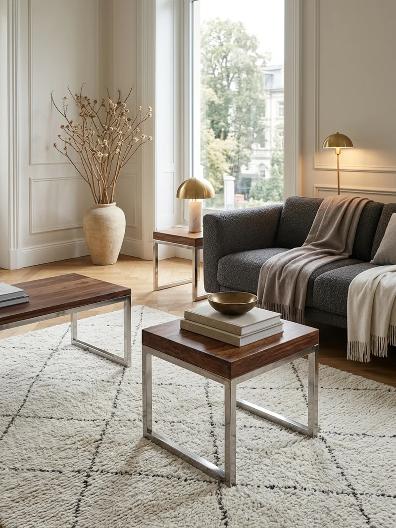 Couchtisch Massivholz Metallgestell Pflegeleicht