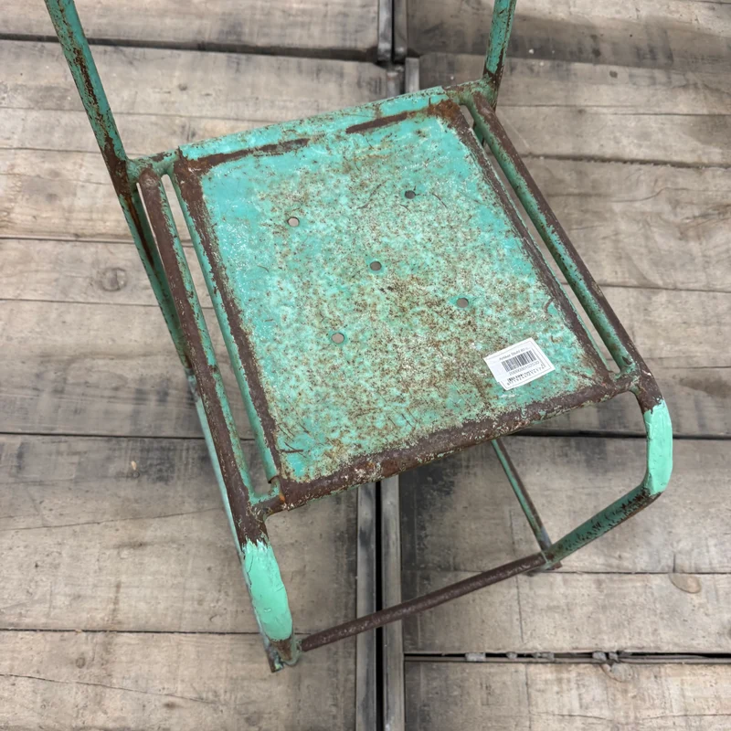 Vintage Stuhl Minz Grün Metall Industrial Shabby Chic Gebraucht