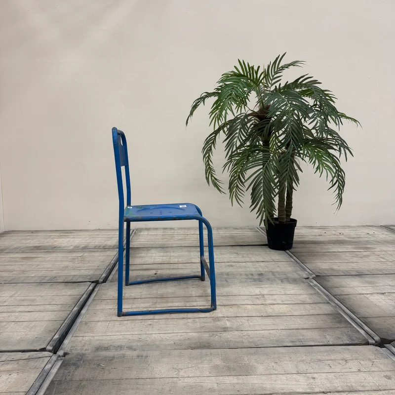 Vintage Stuhl Blau Metall Industrial Shabby Chic Gebraucht