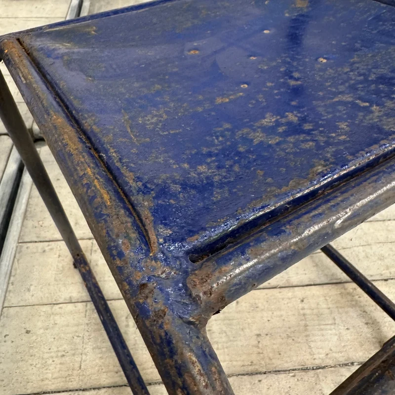 Vintage Stuhl Dunkelblau Metall Industrial Shabby Chic Gebraucht