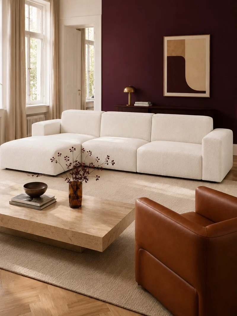 FLEXLUX Lucera 2,5-Sitzer mit Récamiere links