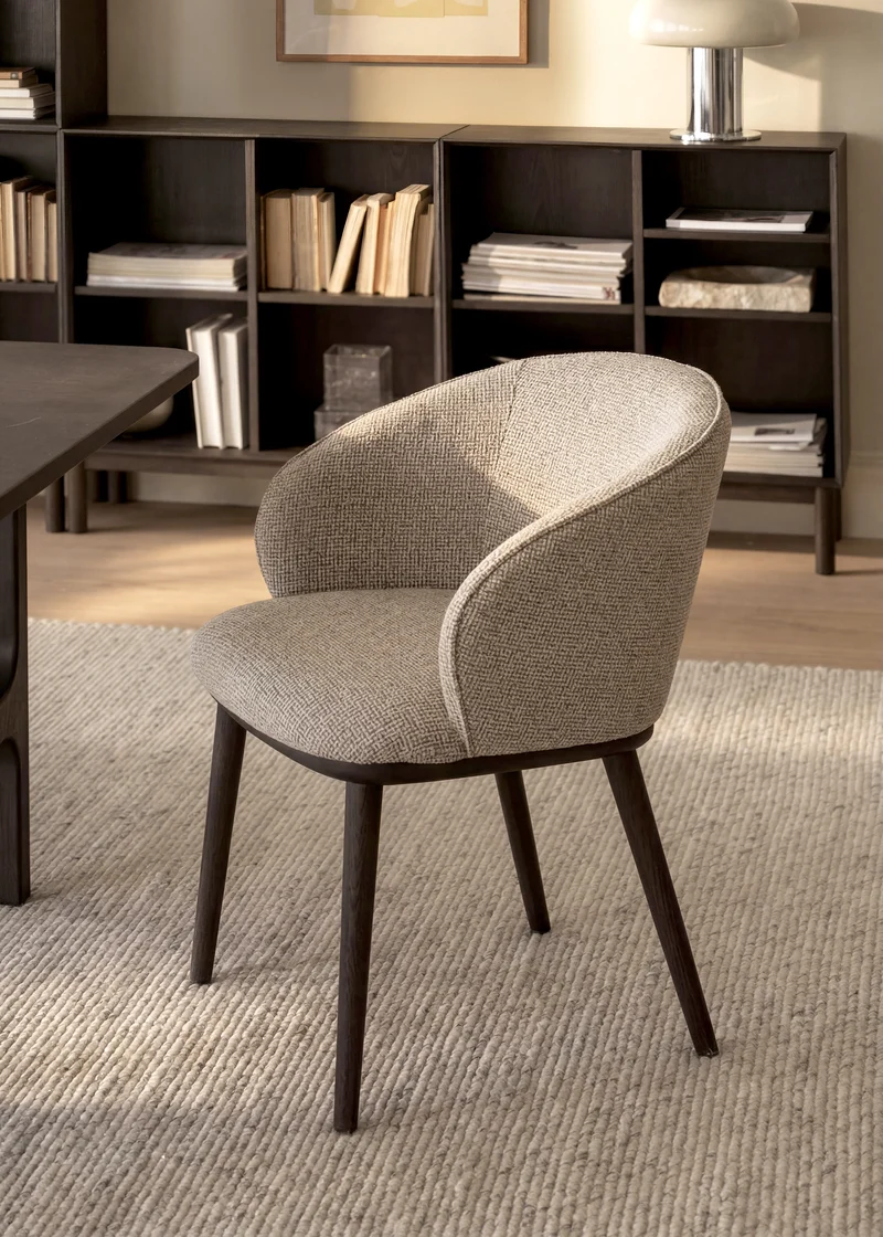 Polsterstuhl June beige, Eiche braun
