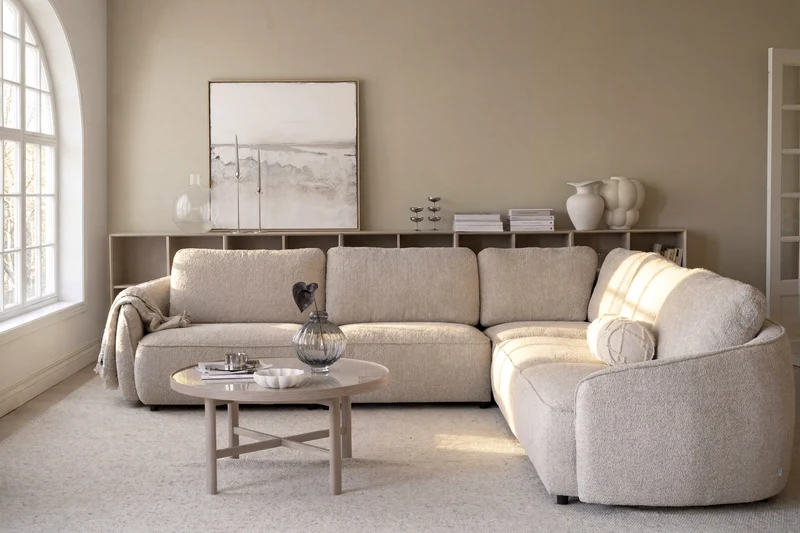 Große Ecklounge Boucle, beige