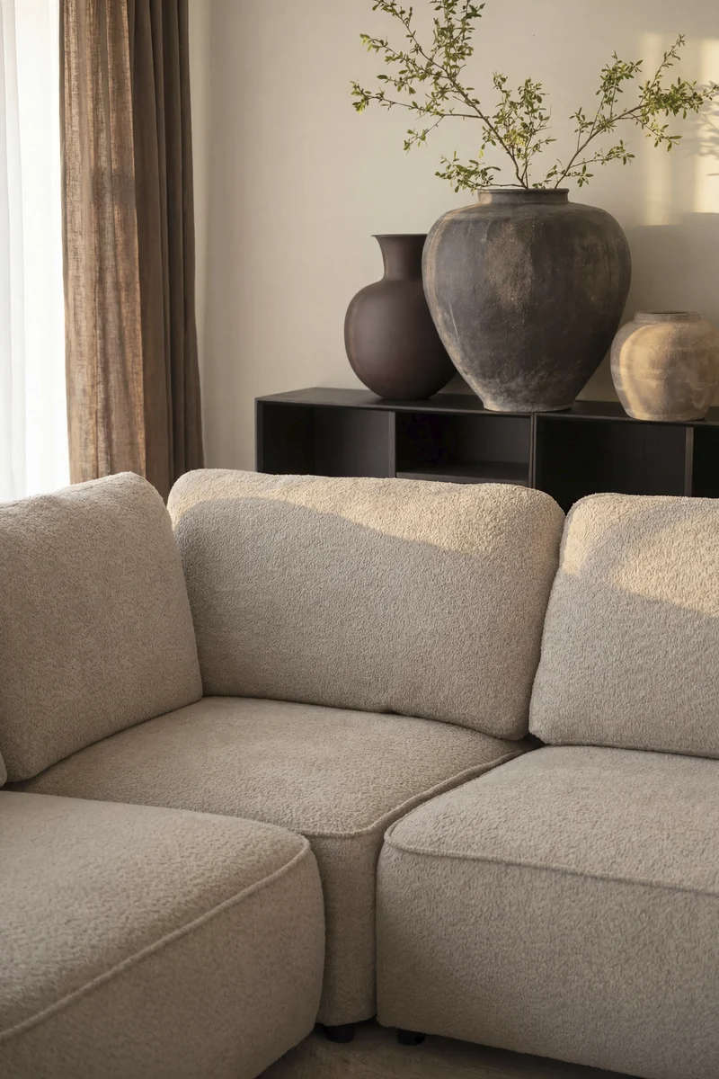 Große Ecklounge Boucle, beige
