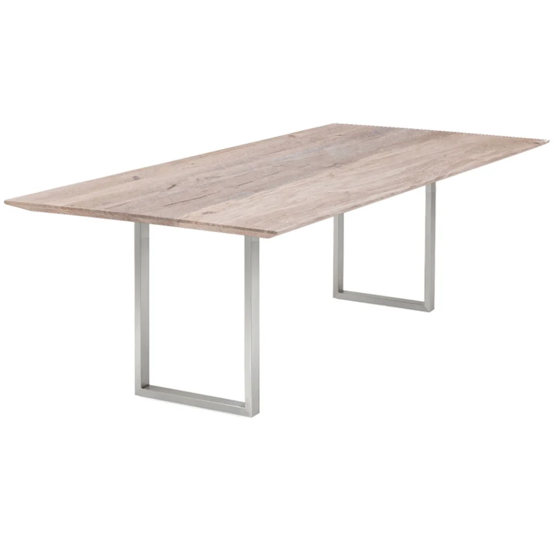 Esstisch | Lara White Grey aus Eiche, lackiert auf Metallbeinen