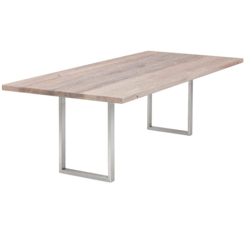 Esstisch | Lara White Grey aus Eiche, lackiert auf Metallbeinen
