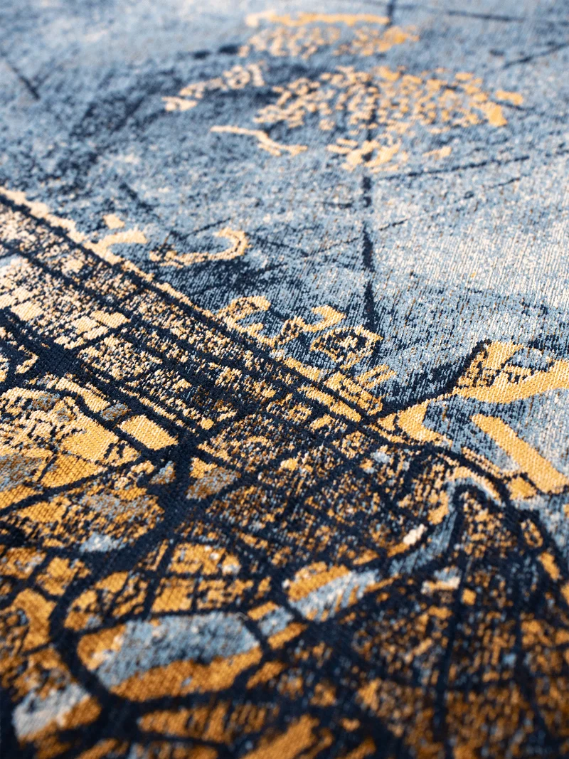 Cities Dubai Gold Sea Runder Teppich