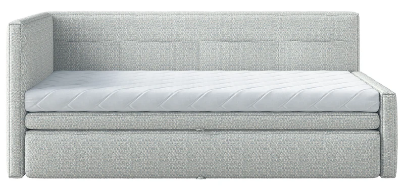 Jugendbett 90x200 cm Nesmi linksseitig mit Stauraum hellblau Flechtoptik