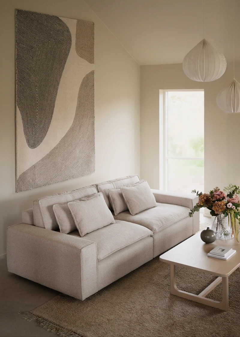 Lounge Sofa Boucle 3-Sitzer, hellbeige