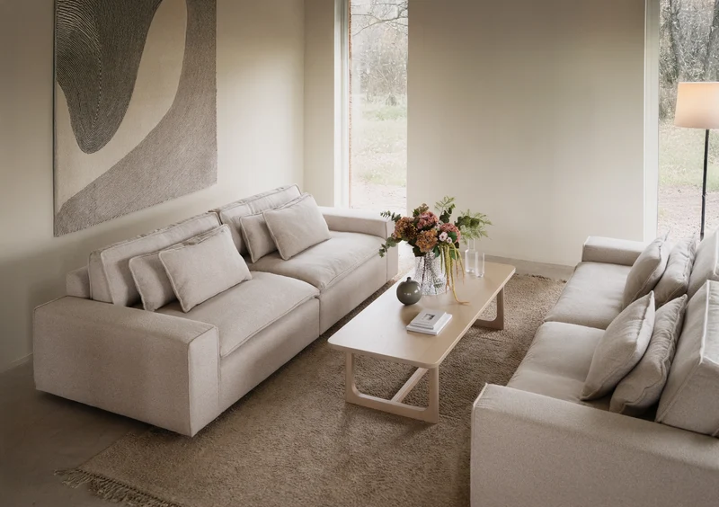 Lounge Sofa Boucle 3-Sitzer, hellbeige