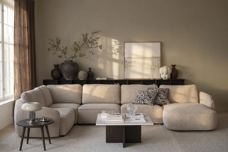 Lounge mit Chaiselongue rechts Boucle L400cm , beige