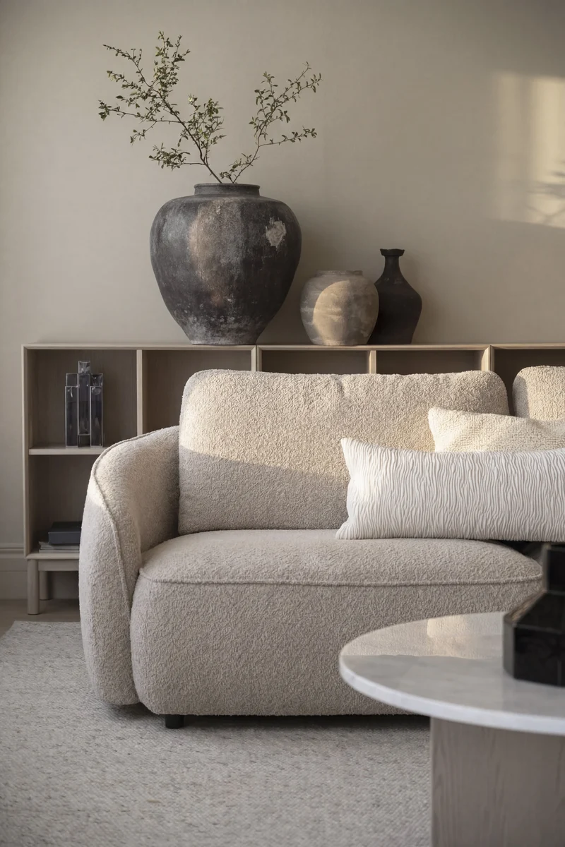 Lounge mit Chaiselongue rechts Boucle L400cm , beige