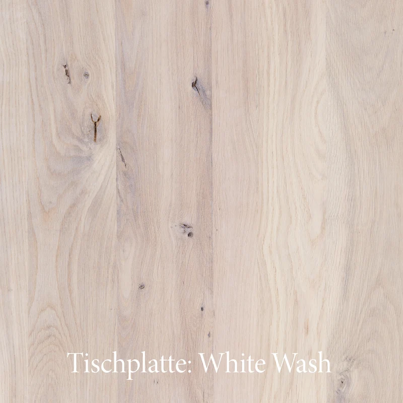 Esstisch | Anna White Wash aus Eiche, lackiert auf Metallbeinen