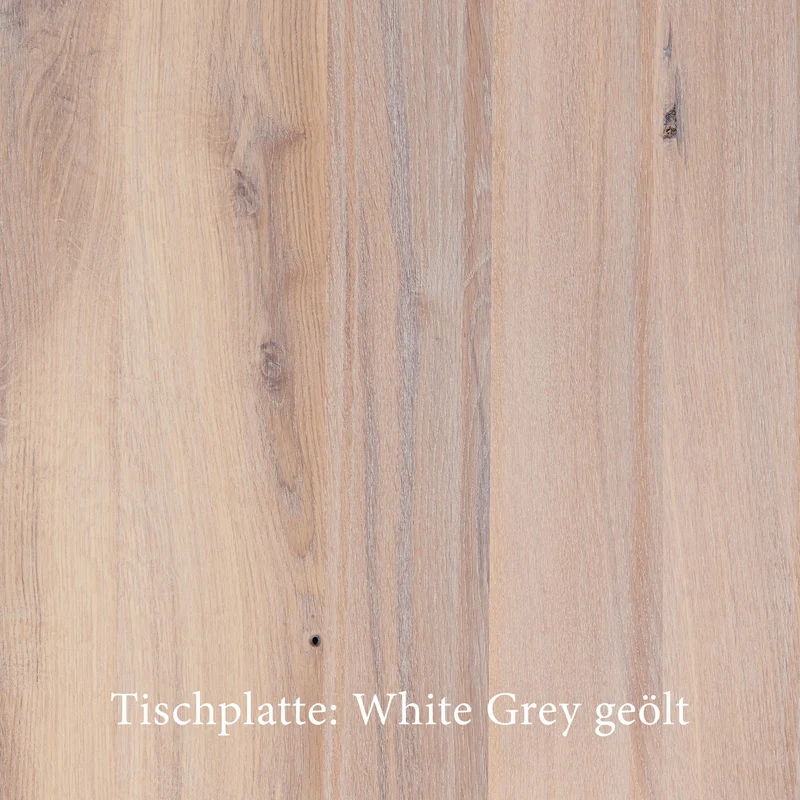 Esstisch | Anna White Grey aus Eiche, lackiert auf Metallbeinen