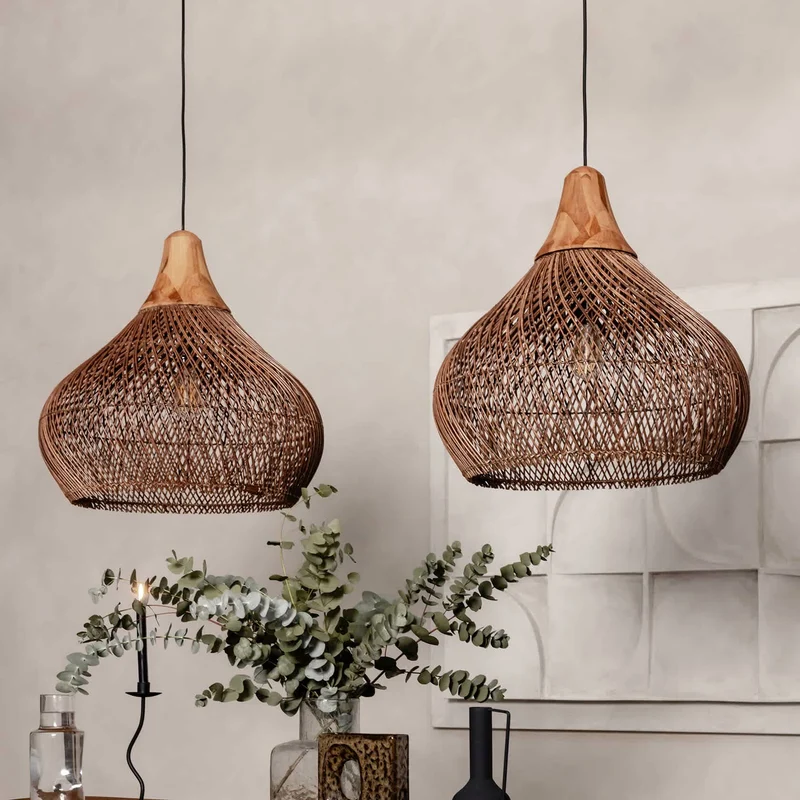 Hängelampe Rattan, braun